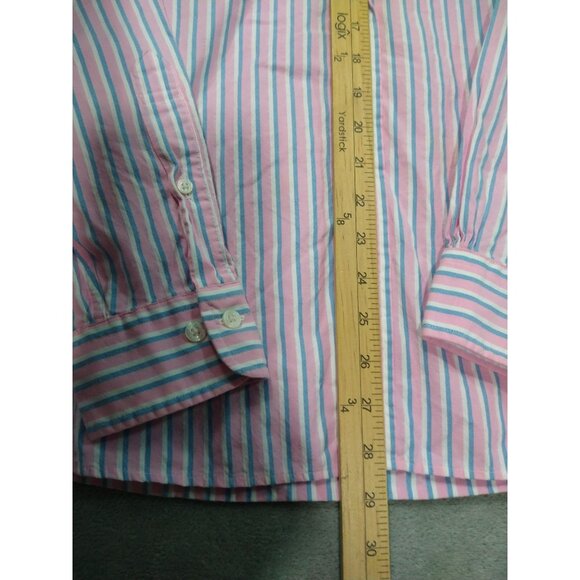 Brooks Brothers Shirt Men Medium Pink Striped Button Down Long Sleeve Red Fleece - Picture 4 of 8